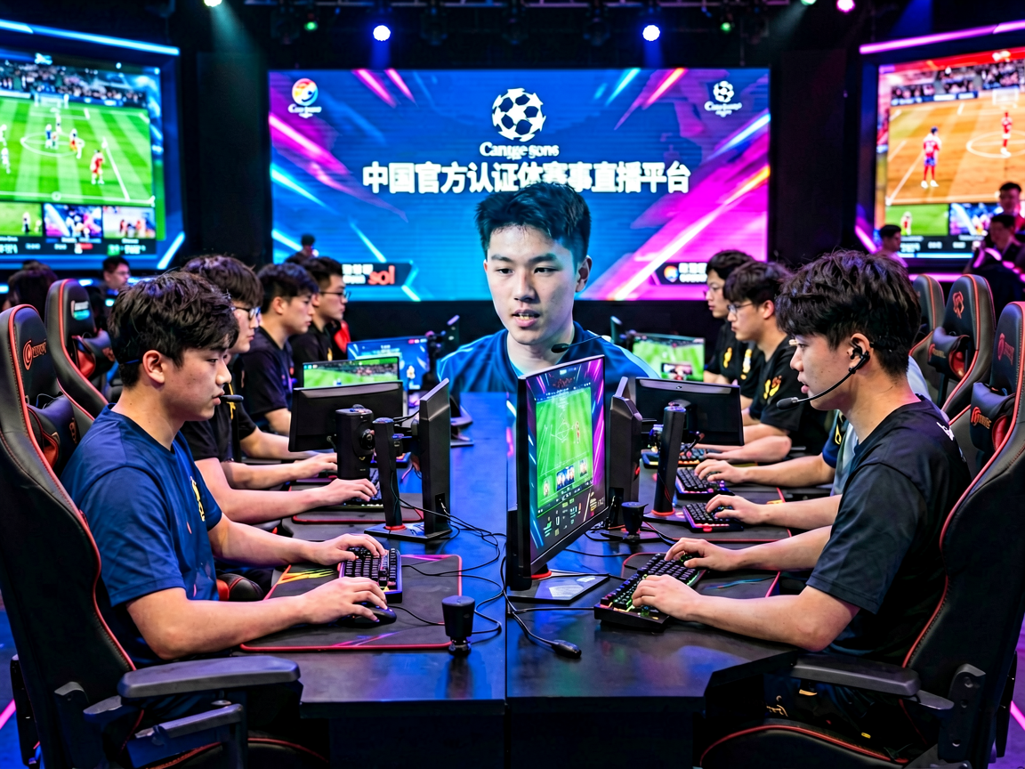 电竞比赛现场，选手专注比赛的电竞舞台